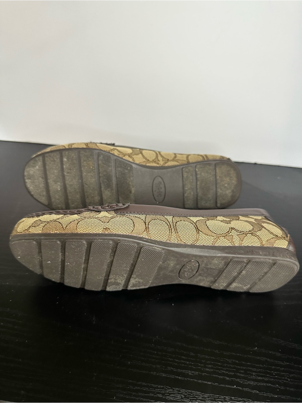 COACH A01918 Signature Olive Jacquard with Leather Gold-Tone Loafers Size 7.5 - Picture 9 of 10